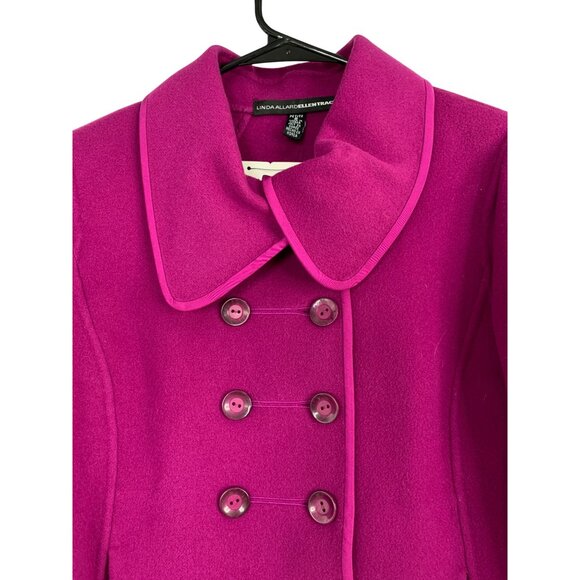 VTG 80s Linda Allard Ellen Tracy Handmade Wool Coat Magenta 8P RY10366 New - Picture 2 of 15